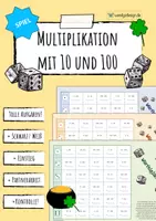 Vorschau - Arbeitsblätter - Multiplikation mit 10 & 100 - Spiel (Würfelglück) - Deckblatt