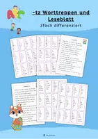 Vorschau - Arbeitsblätter - -tz Worttreppenkarten und Leseblatt - Deckblatt