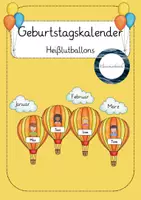Vorschau - Mal- und Bastelvorlagen - Geburtstagskalender: Heißtluftballons - Deckblatt