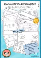 Vorschau - Arbeitsblätter - Übungsheft Wiederholung Anfang Klasse 4 Mathe mit Lösungen - Deckblatt