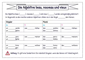 Vorschau - Arbeitsblätter - Grammaire - Les adjectifs beau, nouveau et vieux / Die Adjektive - Seite 3