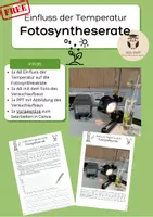 Vorschau - Arbeitsblätter - Einfluss der Temperatur auf die Fotosyntheserate der Wasserpest Freebie Versuchsauswertung Diagramm - Deckblatt