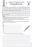 Vorschau - Arbeitsblätter - Einfluss der Temperatur auf die Fotosyntheserate der Wasserpest Freebie Versuchsauswertung Diagramm - Seite 1