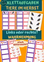Vorschau - Fördermaterial/Inklusion - Klettaufgaben: Links oder rechts - Tiere im Herbst - Deckblatt