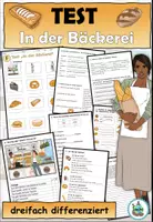 Vorschau - Arbeitsblätter - Test "In der Bäckerei" 3-fach differenziert DaZ / DaF - Deckblatt