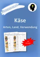 Vorschau - Arbeitsblätter - Käse - Arten, Land, Verwendung - Deckblatt