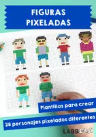 Vista previa - Manualidades / Dibujos para colorear - Figuras pixeladas - 28 personajes pixelados diferentes - Portada