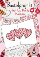 Vorschau - Mal- und Bastelvorlagen - Bastelprojekt: Pop Up Karte Herzen/ Grußkarte/ Klappkarte/ Valentingstag - Deckblatt