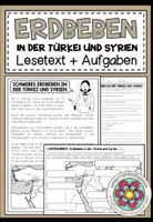 Vorschau - Arbeitsblätter - Erdbeben in der Türkei und Syrien - Lesetext + Aufgaben (+Kartenarbeit) - Deckblatt