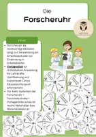 Vorschau - Poster - Forscheruhr zu den Forscherschritten, Biologie, mit Vorlagenlink (anpassbar) wissenschaftlicher Erkenntnisweg - Deckblatt