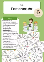 Vorschau - Arbeitsblätter - Komplettes Materialpaket zur Forscheruhr: Forscherschritte (AB), Bastelvorlage (AB), Tafelmaterial / Flash Cards - Seite 1