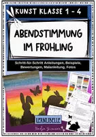 Vorschau - Arbeitsblätter - Kunstidee: Abendstimmung im Frühling - Grundschule Klasse 1 bis 4 Frühling - Deckblatt