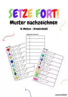 Vorschau - Arbeitsblätter - Setze fort! Muster und Formen zum Nachzeichnen + Kreativblatt - Seite 1