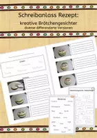 Vorschau - Arbeitsblätter - Ein Rezept schreiben: kreative Brötchengesichter - Deckblatt