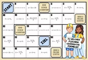 Vorschau - Spiele - FORMELN VON EBENEN FIGUREN – Mathe-Brettspiel - Seite 1