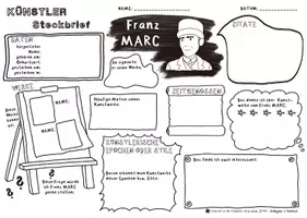 Vorschau - Arbeitsblätter - Beeindruckende Persönlichkeiten - Künstler Steckbrief - Franz Marc - Expressionismus - Mitbegründer „Der Blaue Reiter“ - Seite 3