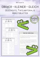 Vorschau - Stundenentwürfe - Größer kleiner gleich - Geschichte, Arbeitsblätter & Tafelmaterial #Silvesterknaller2023 - Deckblatt