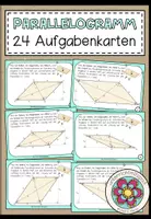 Vorschau - Aufgabenkarten - PARALLELOGRAMM (Umfang) - 24 Aufgabenkärtchen - Deckblatt