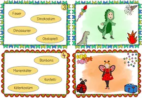 Vorschau - Spiele - Lese-Merk-Kartei Fasching, Karneval, Klasse 1, Klasse 2, Lesetraining, differenziert, Sätze oder Wörter lesen und merken - Seite 3