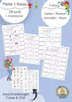 Vorschau - Mal- und Bastelvorlagen - Materialpaket Mathe Klasse 1, Rechnen und kleben ZR 10 und 20 - Seite 1
