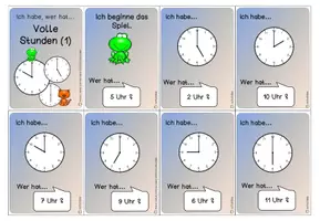 Vorschau - Spiele - Uhrzeit Spiel - volle Stunden 1-12 (Ich habe, wer hat?) - Seite 1