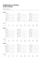 Aperçu - Feuilles d'exercices - Multiplications et divisions (calcul mental) - feuille - Page de couverture