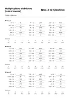 Aperçu - Feuilles d'exercices - Multiplications et divisions (calcul mental) - feuille - Page 1
