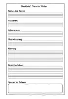 Vorschau - Arbeitsblätter - Tiere im Winter - Steckbriefe als Planungshilfe für Plakate - Seite 1