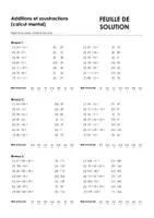 Aperçu - Feuilles d'exercices - Additions et soustractions (calcul mental) - Exercices avec mots à trouver #03#G - Page 1