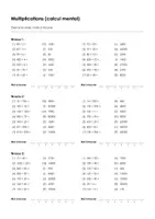 Aperçu - Feuilles d'exercices - Multiplications (calcul mental) - Exercices avec mots à trouver #23#G - Page de couverture