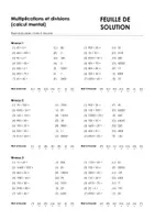 Aperçu - Feuilles d'exercices - Multiplications et divisions (calcul mental) - Exercices avec mots à trouver #24#G - Page 1