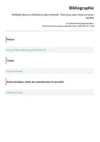 Aperçu - Feuilles d'exercices - Multiplications et divisions (calcul mental) - Exercices avec mots à trouver #24#G - Page 2