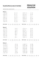 Aperçu - Feuilles d'exercices - Soustractions (calcul mental) - Exercices avec mots à trouver #33#G - Page 1