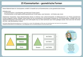Vorschau - Fördermaterial/Inklusion - geometrische Formen - 25 klammerkarten - Seite 1