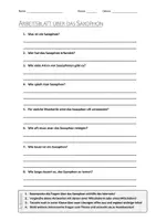 Vorschau - Arbeitsblätter - AB mit Fragen zum Thema "Saxophon" + Lösungsblatt + Mindmap + Infografik - Deckblatt