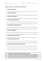 Vorschau - Arbeitsblätter - AB mit Fragen zum Thema "Schlangen" + Lösungsblatt + Mindmap + Infografik - Deckblatt