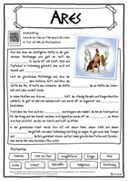 Vorschau - Stundenentwürfe - Ares - Griechische Götter - Lückentext mit Wortspeicher - Deckblatt