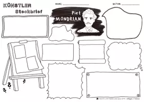 Vorschau - Arbeitsblätter - Beeindruckende Persönlichkeiten - Künstler Steckbrief - Piet MONDRIAN - Neoplastizismus - abstrakte Kunst - Konstruktivismus - konkrete Kunst - Seite 1