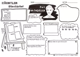 Vorschau - Arbeitsblätter - Beeindruckende Persönlichkeiten - Künstler Steckbrief - Piet MONDRIAN - Neoplastizismus - abstrakte Kunst - Konstruktivismus - konkrete Kunst - Seite 3
