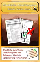 Vorschau - Arbeitsblätter - Checkliste zum Thema Inhaltsangaben von Balladen - Deckblatt