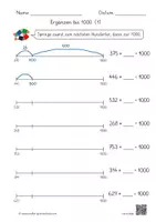 Vorschau - Arbeitsblätter - Ergänzen bis 1000 (8 AB mit Lernvideolink) - Seite 1