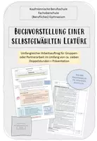 Vorschau - Arbeitsblätter - Arbeitsauftrag Buchvorstellung inkl. Bewertungsbogen - Deckblatt