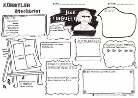 Vorschau - Arbeitsblätter - Beeindruckende Persönlichkeiten - Künstler Steckbrief- Jean TINGUELY - Bildhauer - Nouveau Réalisme - kinetische Kunst - bewegliche Skulptur - Mobile - Seite 3