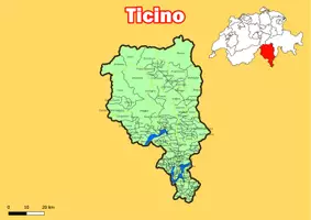 Vorschau - Poster - Karte Administrative Gliederung Kanton Ticino Schweiz - Deckblatt