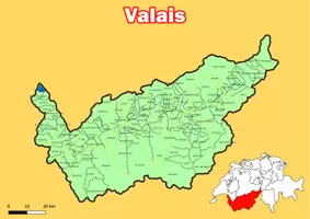 Vorschau - Poster - Karte Administrative Gliederung Kanton Valais Schweiz - Deckblatt