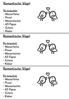Vorschau - Mal- und Bastelvorlagen - Romantische Vögel, Kunst Grundschule & interactive - Seite 1