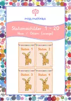 Vorschau - Stationenlernen - Frühling Stationsschilder 1-20 Hase orange classroom management - Deckblatt