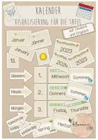Vorschau - Poster - Tafelkalender Visualisierung auf Deutsch und Englisch (beige) - Deckblatt