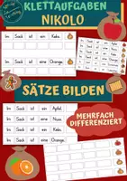 Vorschau - Arbeitsblätter - Klettaufgaben: Was ist im Nikolosack? - Sätze bilden - Deckblatt