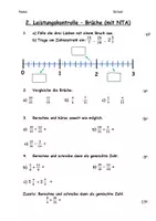 Vorschau - Arbeitsblätter - Leistungskontrolle - Brüche (Zahlenstrahl, Vergleichen, Addieren, Subtrahieren) - Seite 2